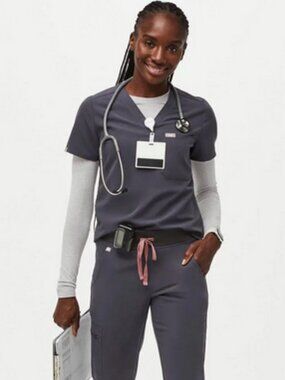 FIGS Scrub Set - Charcoal - Catarina XS Top & Yola Skinny Pants Small